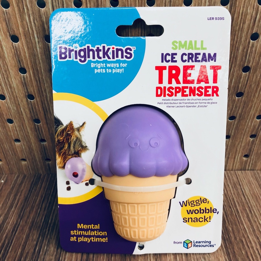 NEW BRIGHTKINS Dog Treat Dispenser Small Ice Cream Cone Shape Pet Toy Cat